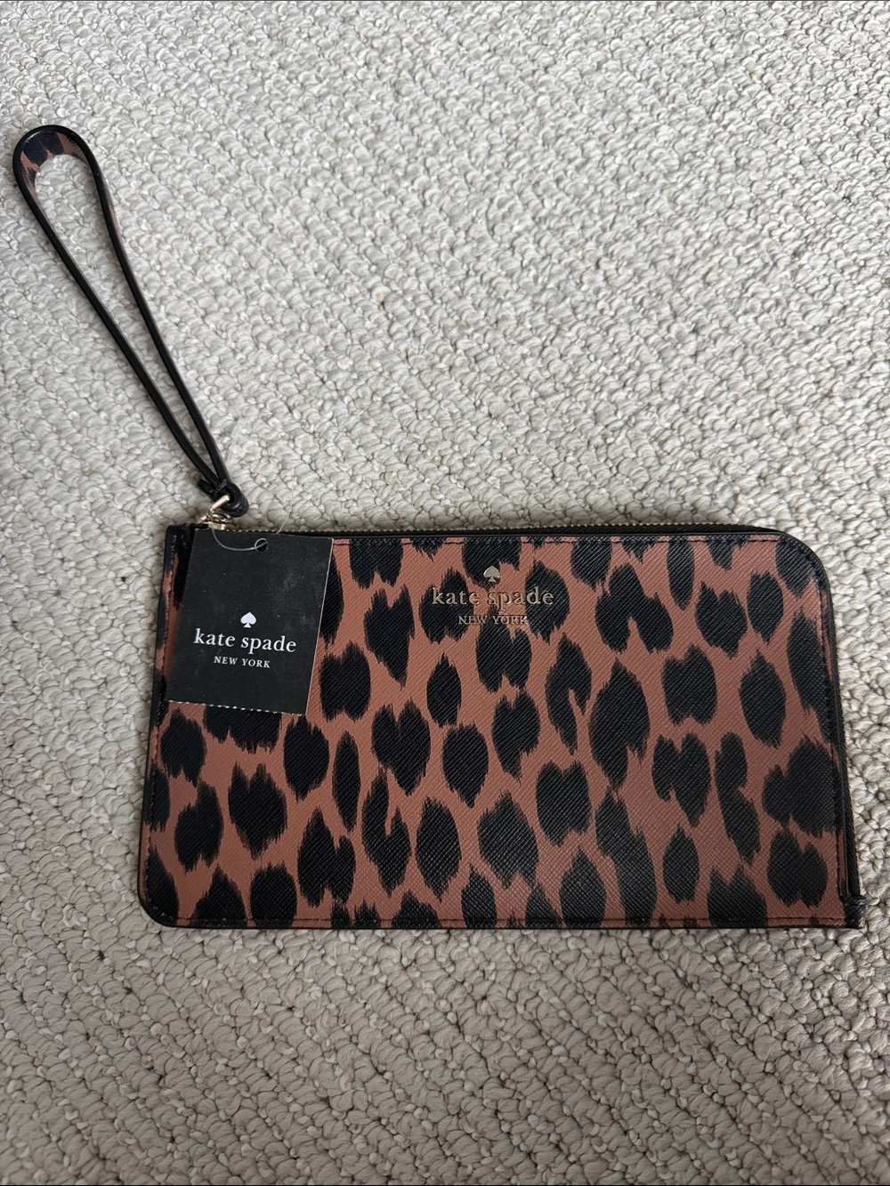 kate spade Leopard Print Wristlet in Brown and Black